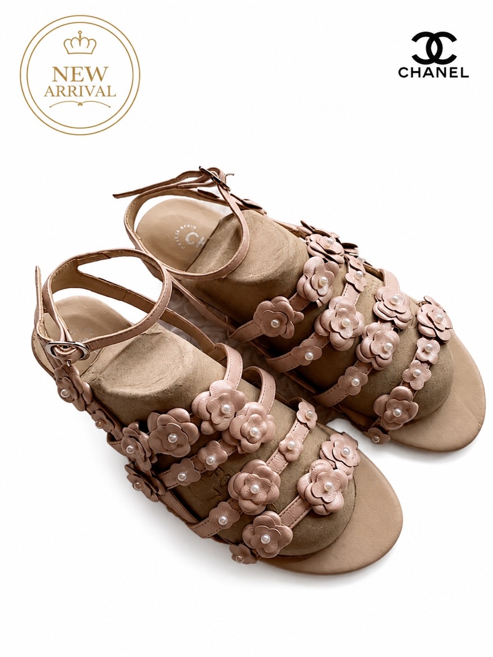 🌸 Blush Pink Floral Embellished Sandals 🌸